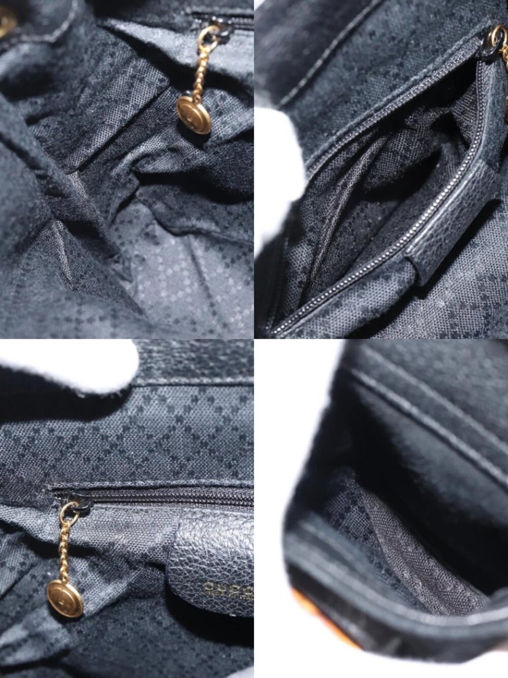GUCCI Bamboo Backpack Suede Black Gold 003 1956 0030 Auth gh2084A - Picture 14 of 15